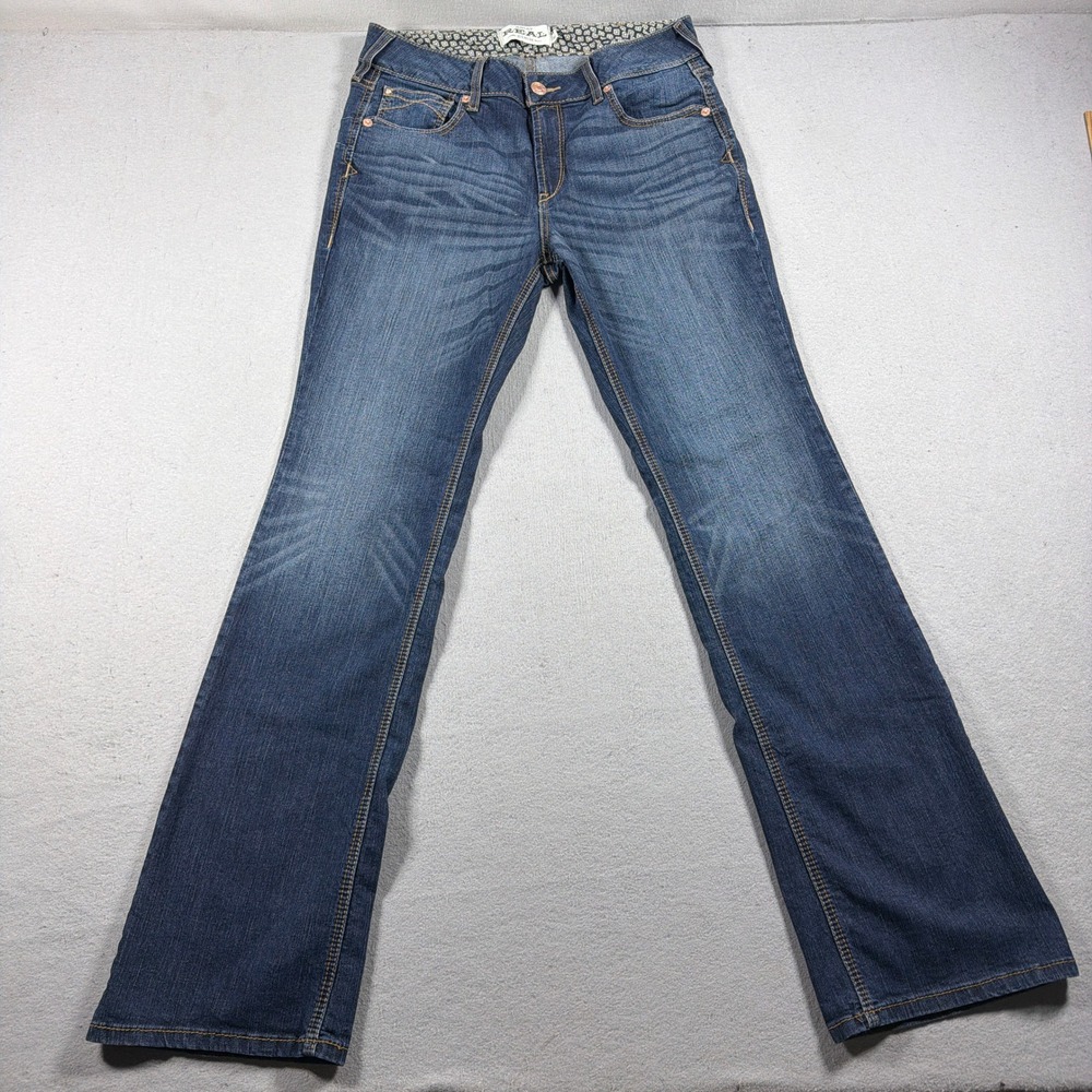 Ariat Real Denim Jeans Women 32 Perfect Rise Boot Cut Blue Dark Wash Western